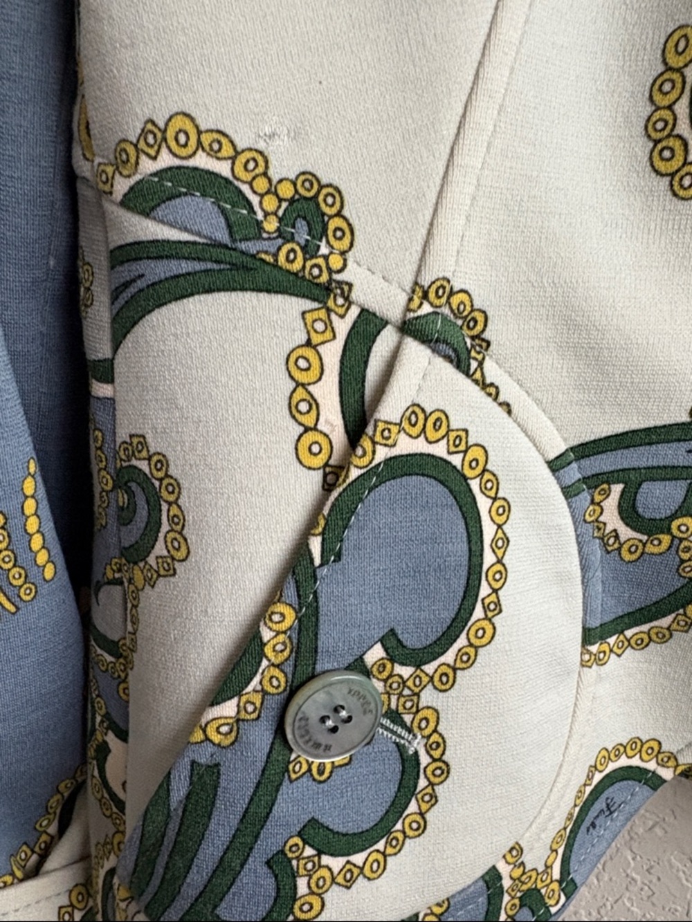 Emilio Pucci Blue & Cream Printed Silk-Blend Blazer - Picture 2 of 10